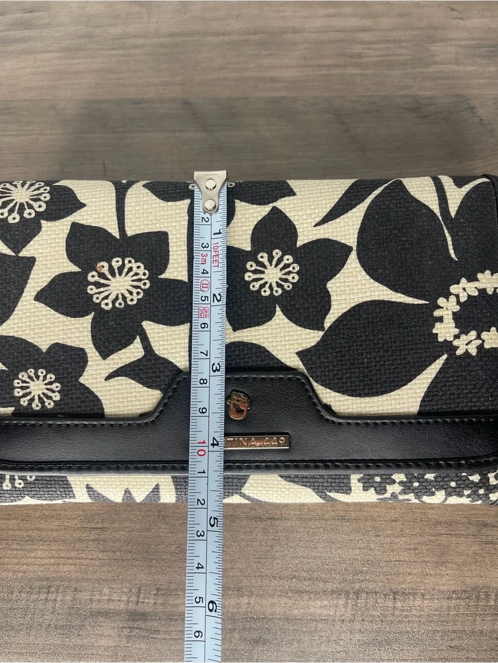 Spartina 449 snap wallet large floral linen leather black new